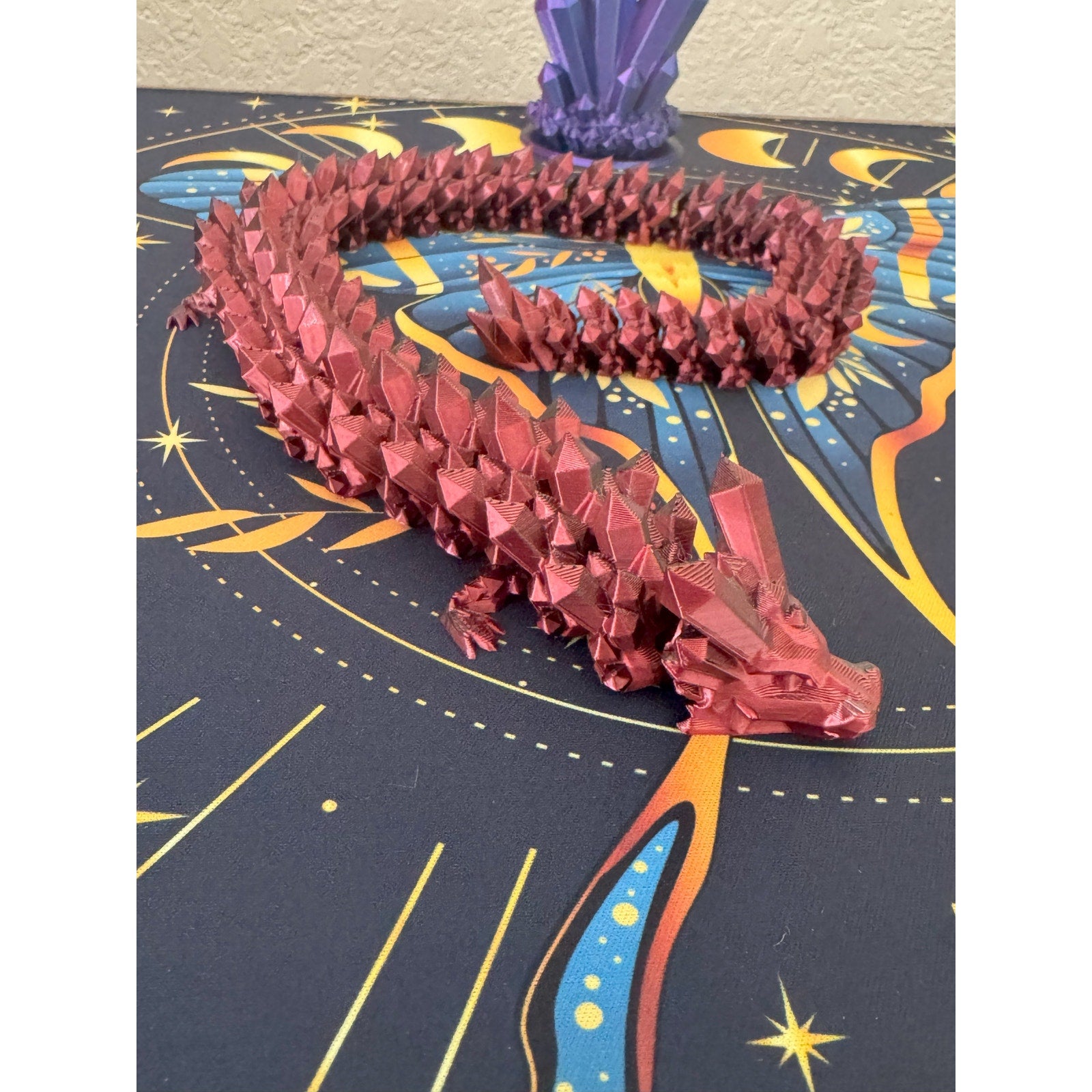 Inferno Crystal Dragon – Articulated 3D Printed Fantasy Fidget Toy (Red)