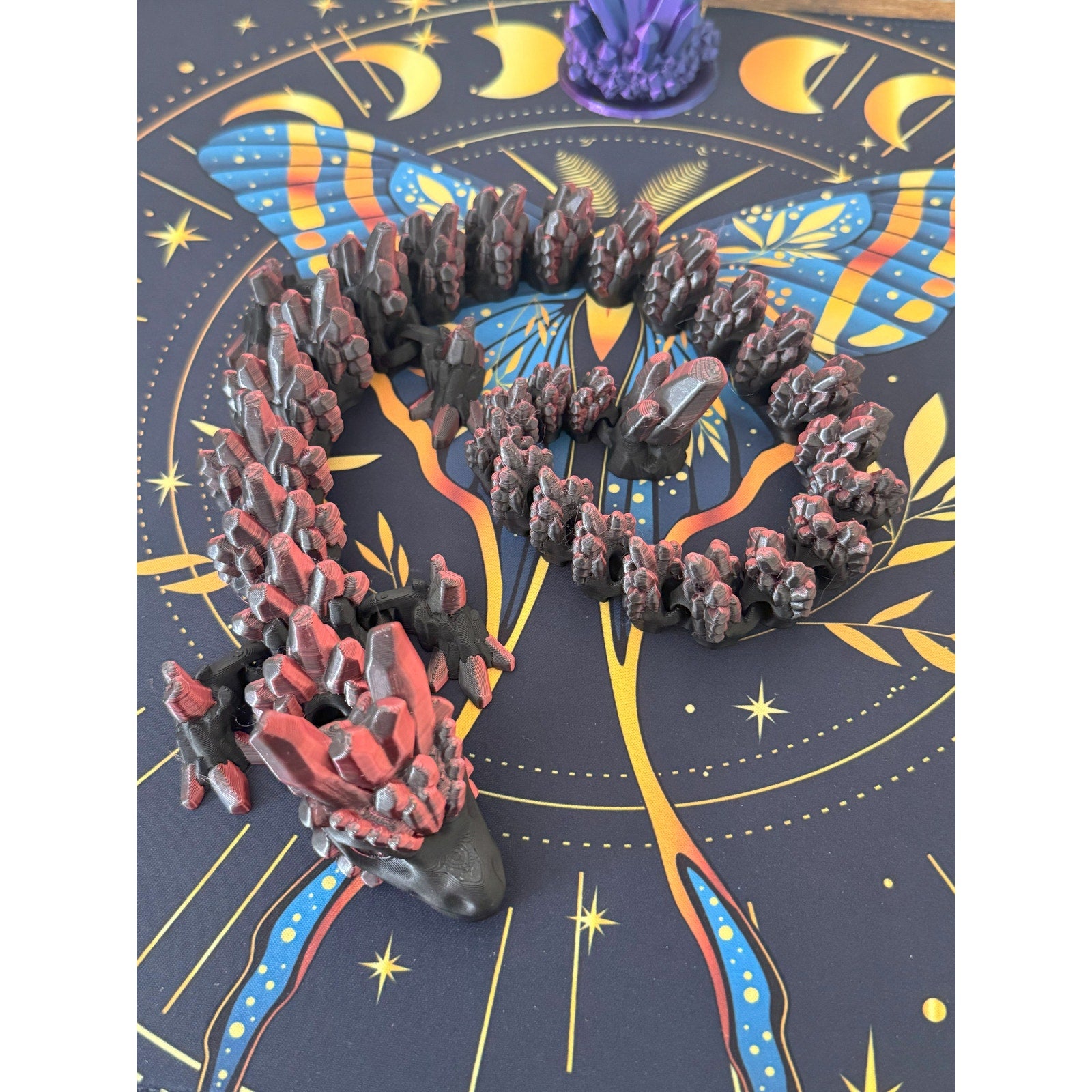 Obsidian Flame Dragon – Articulated 3D Printed Fantasy Fidget Toy (Black/Red)