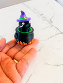 Peekaboo Bonfire Crow Cauldron – 3D Printed Halloween Fidget Clicker Keychain