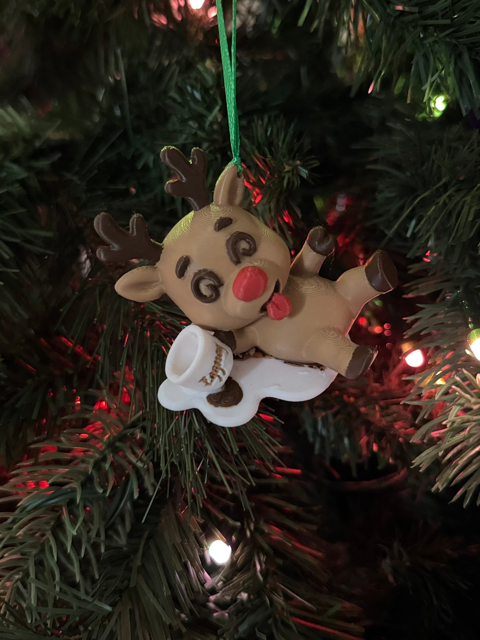 Funny Christmas Reindeer Ornament – Tipsy Rudolph with Eggnog