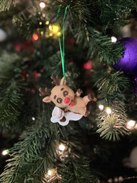 Funny Christmas Reindeer Ornament – Tipsy Rudolph with Eggnog