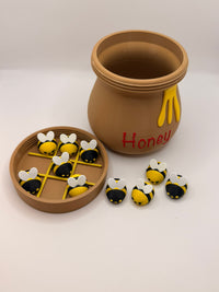 Honey Bee Tic-Tac-Toe Game Set – Cute Bee Game with Honey Pot Storage | Family Game Night
