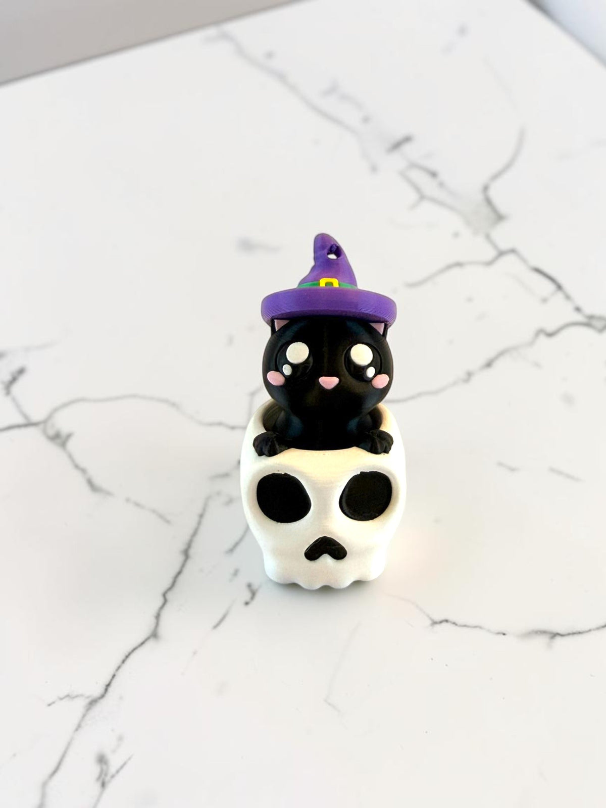 Peekaboo Skull Cat – 3D Printed Halloween Fidget Clicker Keychain