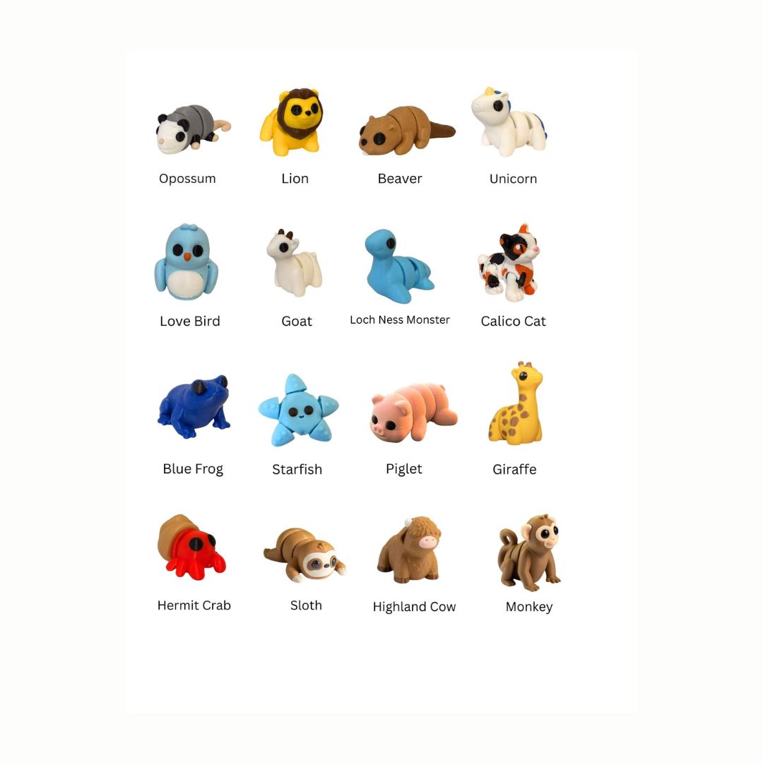 Mini Buddies – Pick Any 5 | Custom 3D Printed Animal Fidgets Bundle