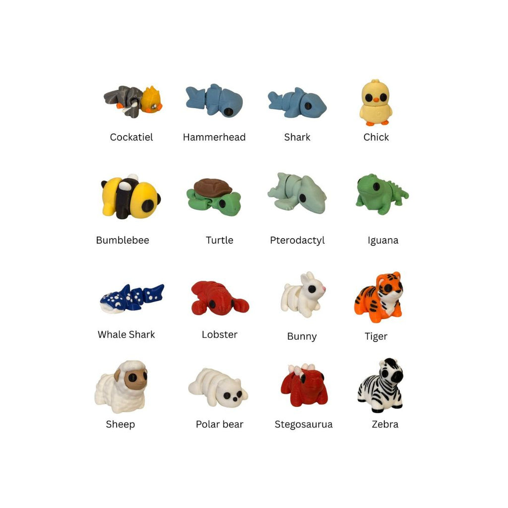 Mini Buddies – Pick Any 10 | Custom 3D Printed Animal Fidgets Bundle