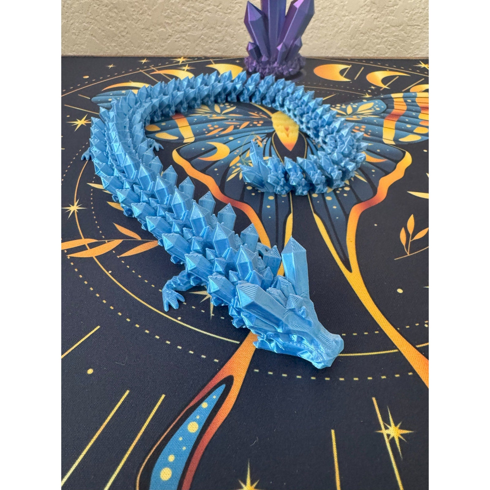 Frostbite Crystal Dragon – Articulated 3D Printed Fantasy Fidget Toy (Blue)