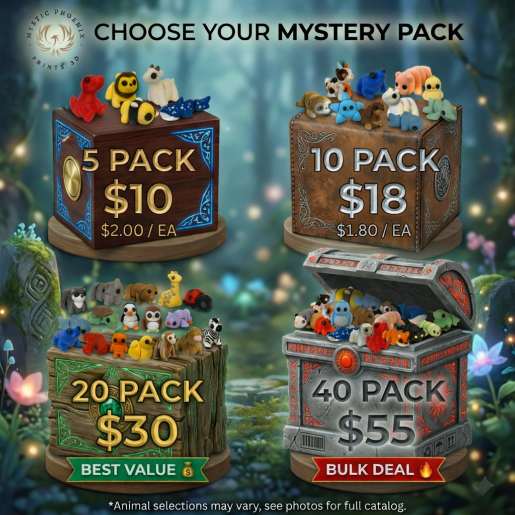 Mini Buddies Mystery Bundles – 3D Printed Animal Fidgets & Collectibles